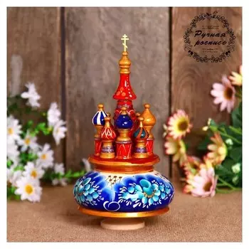 Сувенир музыкальный "Храм", 19х15,5 см, гжель