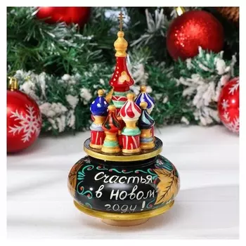 Сувенир музыкальный "Храм. новый год", 19х15,5 см