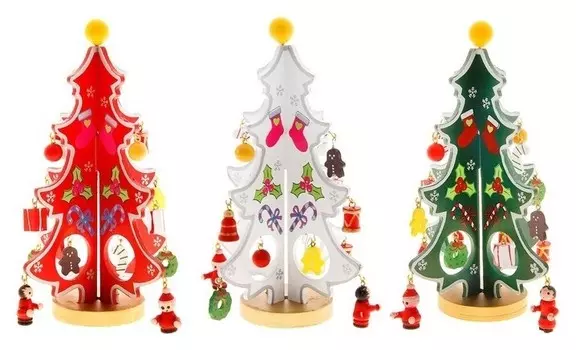 Сувенир новогодний "Елка на подставке", с серебристым контуром и звездой