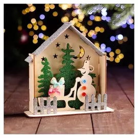 Сувенир "Новогодний лес", фанера, глиттер