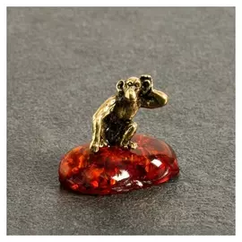 Сувенир "Обезьяна. Все слышу", латунь, янтарь, 1,8х1,3х,1,4 см