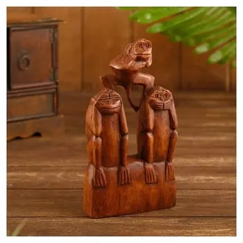 Сувенир "Обезьянки" дерево 12х4х20 см