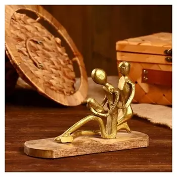 Сувенир "Пара" алюминий, дерево 25,4х10,2х26,7 см (Латунное покрытие)