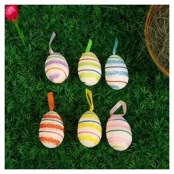 Сувенир пасхальный "Яйца декорированные тесьмой" (Набор 6 шт) 6х4х4 см