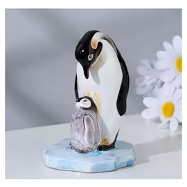 Сувенир "Пингвины", ярославская майолика, H=11 см