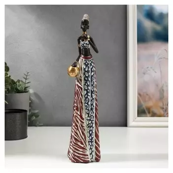 Сувенир полистоун "Африканка с кувшином в наряде под зебру" 33х9х8 см