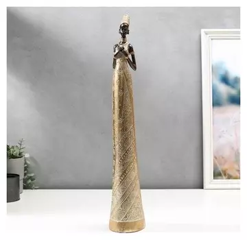 Сувенир полистоун "Африканка в золотом платье с кувшином" 54х12,3х9 см
