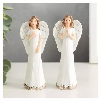 Сувенир полистоун "Ангел-девушка в белом платье" 10,5х4,2х2,5 см