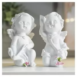 Сувенир полистоун "Белоснежный ангел-купидон" 10,3х5,5х6,2 см