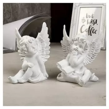 Сувенир полистоун "Белоснежный ангел любознательный" 12х8х8 см