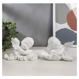 Сувенир полистоун "Белоснежный ангел-малыш в цветах" 7,5х12,7х8,5 см