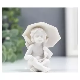 Сувенир полистоун "Белоснежный ангел под зонтиком" 7х5,5х4,5 см