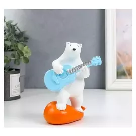 Сувенир полистоун "Белый мишка с гитарой" 16х8,5х10,5 см