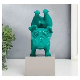 Сувенир полистоун "Бульдог йога" голубой 23х14х10,5 см