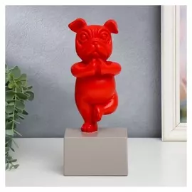 Сувенир полистоун "Бульдог йога" красный 25х8х10,5 см