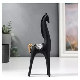 Сувенир полистоун "Чёрный конь с золотой гривой" 18,5х6,8х3,3 см