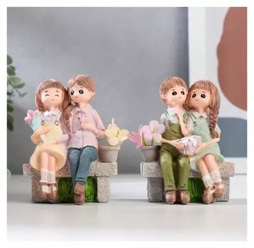 Сувенир полистоун "Дети на скамейке" 10,5х7,7х4,5 см