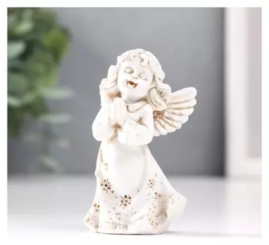 Сувенир полистоун "Девочка-ангел-молитва" серый 6,5х3,8х3 см