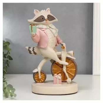 Сувенир полистоун "Енотик на велосипеде" 24х15,5х9,7 см