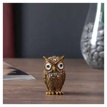 Сувенир полистоун "Филин кофейный" стразы 5,8х3,5х2,8 см