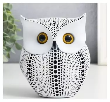 Сувенир полистоун "Филин - точки" белая 13х15 см