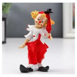 Сувенир полистоун "Клоун-фокусник в цилиндре с зонтом" бело-красный 10,7х4,2х7,2 см