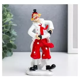 Сувенир полистоун "Клоун с гармошкой" бело-красный 15х4,5х7,5 см