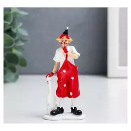 Сувенир полистоун "Клоун в костюме в горох" бело-красный 10х2,5х4,5 см