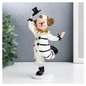 Сувенир полистоун "Клоун в полосатом костюме" чёрно-белый с золотом 18х7х10 см