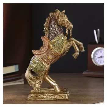 Сувенир полистоун "Конь императора на дыбах" стразы 19,5х13,5х7 см