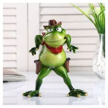 Сувенир полистоун лак "Лягуха-ковбой" 18х14,5х9 см