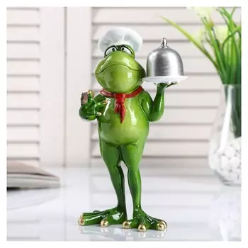 Сувенир полистоун лак "Лягуха-повар" 20х11х7,5 см