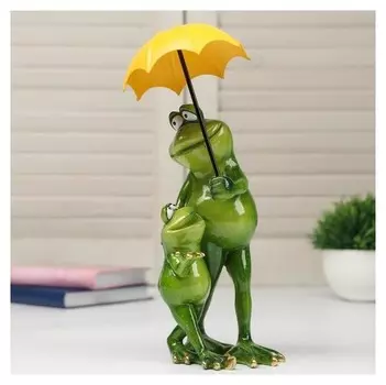 Сувенир полистоун лак "Лягуха с сыном под зонтом" 22,5х9х11 см