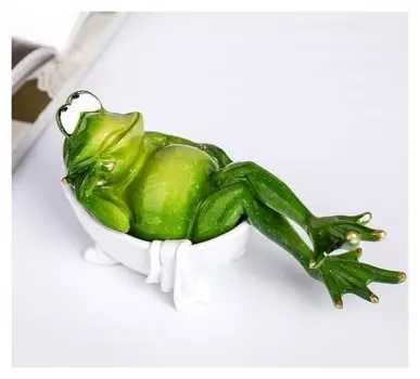 Сувенир полистоун лак "Лягуха в ванной" 9х18,5х10 см