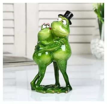 Сувенир полистоун лак "Лягухи - семейная пара" 19х9х10 см