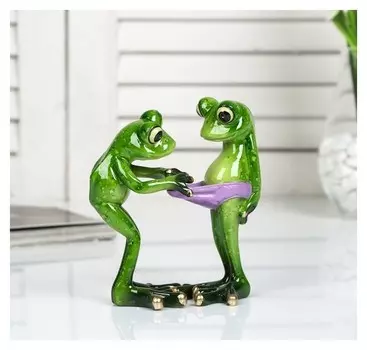 Сувенир полистоун лак "Лягушата - давай знакомиться" 14х11х6,5 см