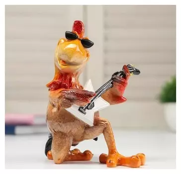 Сувенир полистоун лак "Петух гитарист" 14,5х11х14,8 см