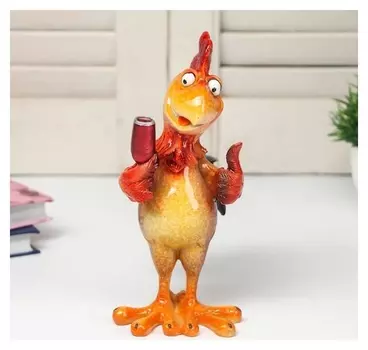 Сувенир полистоун лак "Петух говорит тост" 18,8х8х14 см