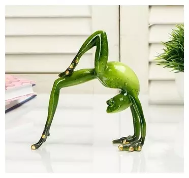 Сувенир полистоун "Лягуха делает мостик" 14х5,5х12,5 см