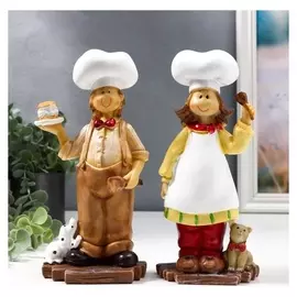Сувенир полистоун "Малыш/малышка поварёнок" 20х10,5х5 см