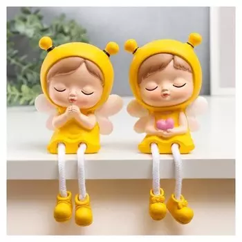 Сувенир полистоун "Малышка-бабочка с длинными ножками" набор 2 шт 18х7х8 см