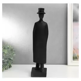 Сувенир полистоун "Мужчина в пальто и цилиндре" чёрный 40х9х12 см