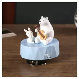 Сувенир полистоун музыка "Белый мишка с зайкой" 12,5х10,5х9 см