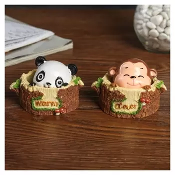 Сувенир полистоун на пружинке "Зверёк выглядывает из пенька" 7х8,5х7,5 см