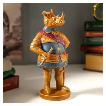 Сувенир полистоун "Носорог-полководец" под дерево 22,5х9х12,5 см