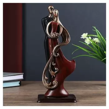 Сувенир полистоун "Новобрачные" стразы, золото и бордо 32х8х12,5 см