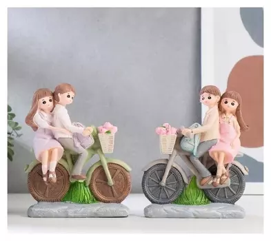 Сувенир полистоун "Парочка детей на велосипеде" 15,5х13х4,5 см