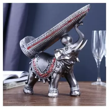 Сувенир полистоун подставка под бутылку "Грифельный слон" 29,5х29х10 см