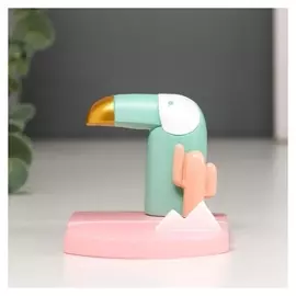 Сувенир полистоун подставка "Тукан и кактус" 6,2х9х6,7 см