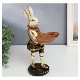 Сувенир полистоун подставка "Заяц придворный паж" золотая патина 29,5х14х16,5 см